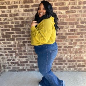 Olive Mustard Cropped Hoodie Plus Size